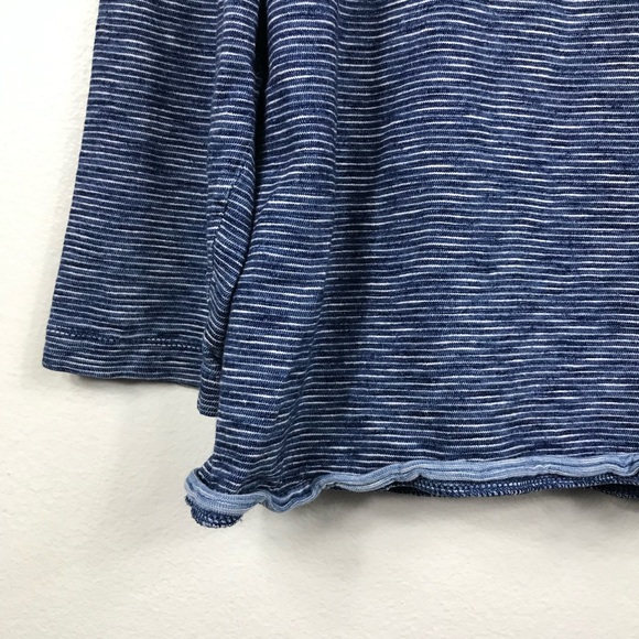 Madewell Striped Blue Indigo Ink Tee Rolled Hem L - Picture 2 of 8